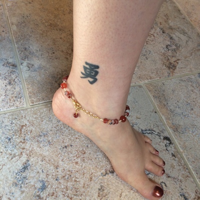 Orange agate anklet, adjustable