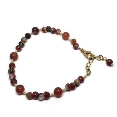 Orange agate anklet, adjustable - Thumbnail 1