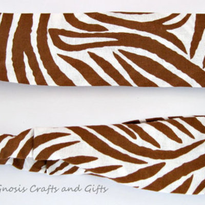 Brown and white striped leaf printed heacband, women or teen, cotton cloth headband stretch headband