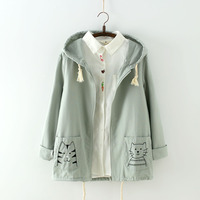 HARAJUKU KAWAII CAT POCKET HOODIE JACKETS - Thumbnail 1