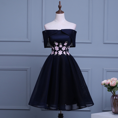 Stylish a line off shoulder short prom dress, homecoming dress - Thumbnail 5