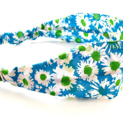 Daisy print headband, cotton fabric headband, stretch headband, floral headband, headbands for women