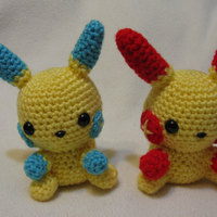 Chibi Plusle AND Minun set amigurumi plush - Thumbnail 1