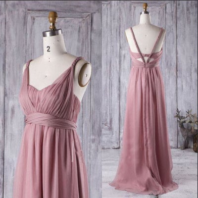 Long elegant empire chiffon bridesmaid dresses for wedding party - Thumbnail 5