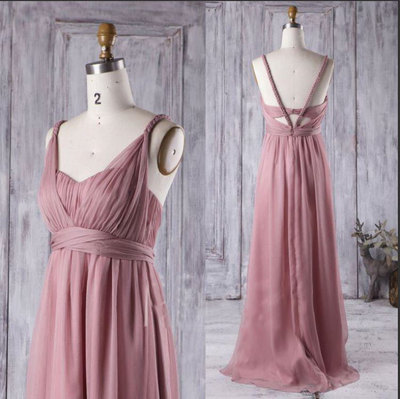 Long Elegant Empire Chiffon Bridesmaid Dresses for Wedding Party