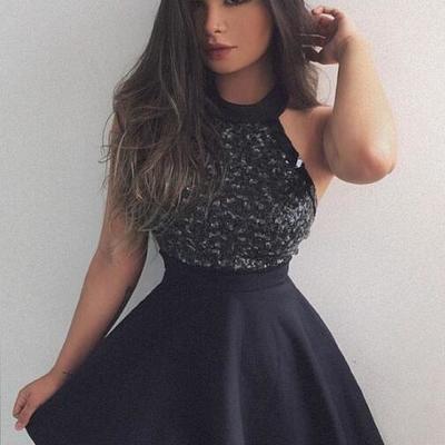 Sexy short black homecoming dresses prom dresses party gowns - Thumbnail 5