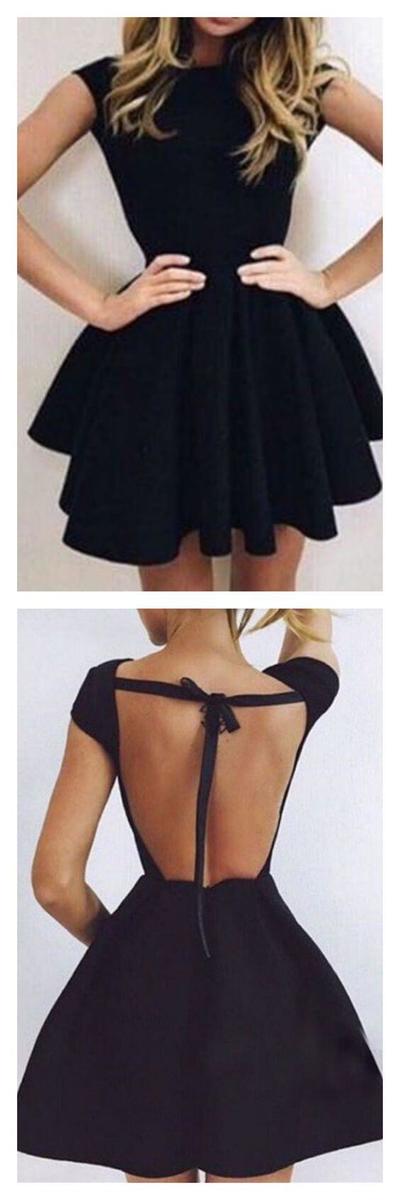 Black Short Sexy Backless Homecoming Dress Junior Gowns for Party