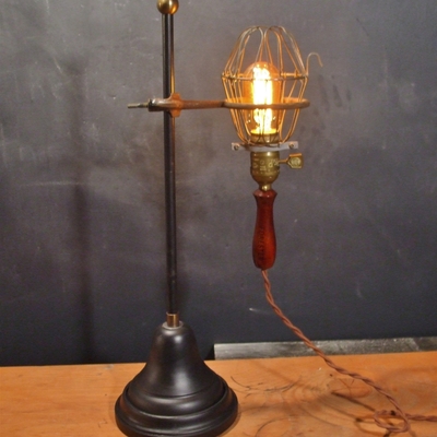 Vintage industrial trouble light with laboratory stand