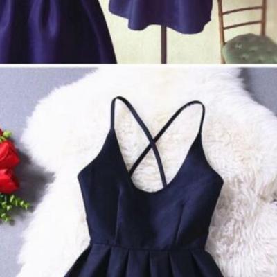 Simple homecoming dress,short homecoming/prom dress,a-line navy blue homecoming dress