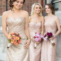 Rose Gold Sparkly Strapless Long Sequins Bridesmaid Dress,Long Prom Dress - Thumbnail 2
