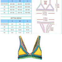 Yellow Crochet Patch Work Bikini Swimwear for Girls Two-pieces Swimsuits for Women - Thumbnail 3