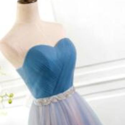 Long tulle prom dress,open back elegant homecoming dress,long evening dress 