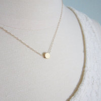 Tiny gold dot necklace on gold filled chain - Thumbnail 1