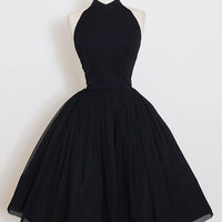 Vinatge Black Backless Prom Dresses Homecoming Dresses Gradution Dresses - Thumbnail 1