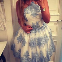 New Arrival Vintage Homecoming Dresses Prom Dresses with Appliques Lace - Thumbnail 1