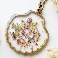 Real Dried Flowers in Resin, Seashell Necklace in Party Mix - Thumbnail 4
