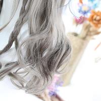 Grey Brown Ombre Long Curly Wig - Thumbnail 3