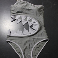 One Shoulder Cut Out Bikini Swimsuit for Girls One-piece Swimwear with Chain Strap - Thumbnail 3