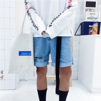 Free Shipping-VINTAGE DENIM SHORTS WITH ROLL HEM