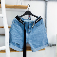 Free Shipping-VINTAGE DENIM SHORTS WITH ROLL HEM - Thumbnail 4