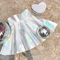 HOLOGRAPHIC METALLIC SKATER SKIRT - Thumbnail 1