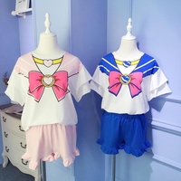 Cat Sailor Moon short-sleeved pajamas home clothes suits - Thumbnail 4