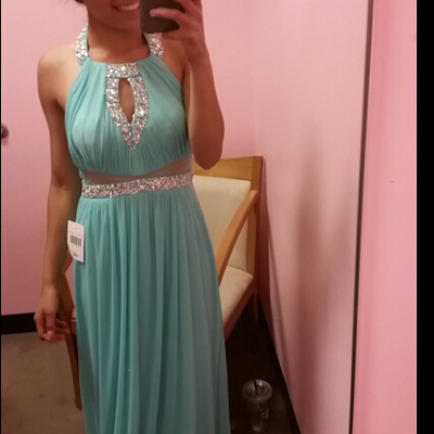 Halter neck chiffon prom dresses crystals women party dresses - Thumbnail 5