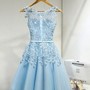  Elegant Scoop Neck Appliques Sky Blue Homecoming Dress, Mini Short Homecoming Dresses-4
