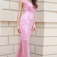 Open Back Pink Gown - Thumbnail 2