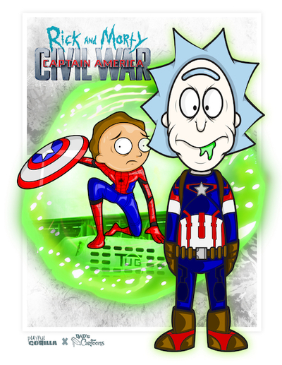 Rick and Morty Civil War Print w/ Playful Gorilla