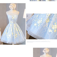 Charming a line lace short prom dress, homecoming dresses - Thumbnail 4