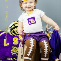 Girls LSU Tigers Outfit, Baby Girls Louisiana State University Outfit, Girls Football Outfit - Thumbnail 3