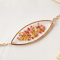Real Dried Flowers and Resin Bracelet, Rose Gold in Red Orange Yellow Mix - Thumbnail 2