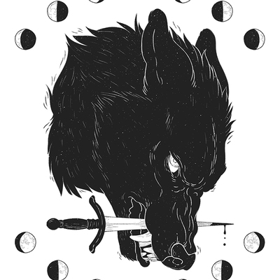 Moon wolf - white t-shirt