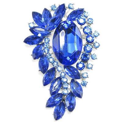 Silver w/royal blue color stone brooch/pin 