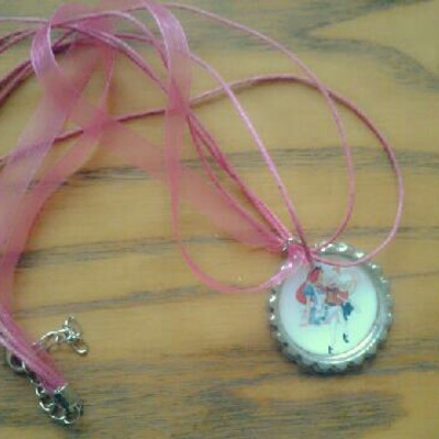 Jessica and roger rabbit alice in wonderland inspired bottle cap necklace