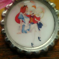 Jessica and Roger Rabbit Alice In Wonderland Inspired Bottle Cap Necklace - Thumbnail 1