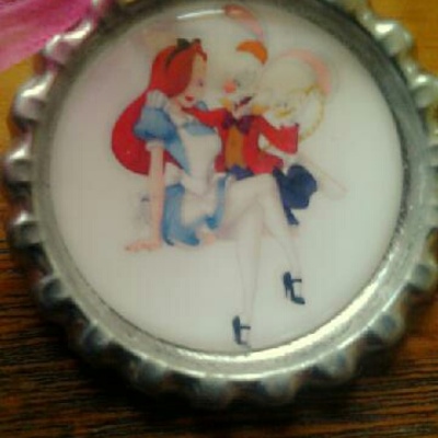 Jessica and roger rabbit alice in wonderland inspired bottle cap necklace