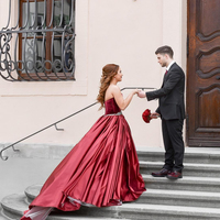 Sweetheart prom dresses, A-line Sweetheart Floor-length Elastic Woven Satin Prom Dresses Burgundy Evening Dresses SKY279 - Thumbnail 2