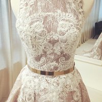 champagne prom dresses,A-line Scoop Tulle Appliques 2017 Prom Dresses Evening Dresses SKY181 - Thumbnail 1