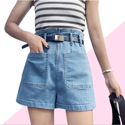 High waist pockets jean shorts