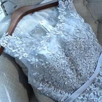 High Quality Blue Tulle Homecoming Dresses with Appliques Pearls Sash for Junior - Thumbnail 2