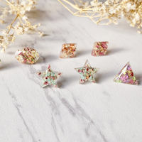 Real Dried Flowers and Resin Oval Stud Earrings in Purple Pink Red Green - Thumbnail 3