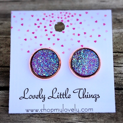 10mm purple titanium studs with copper setting 