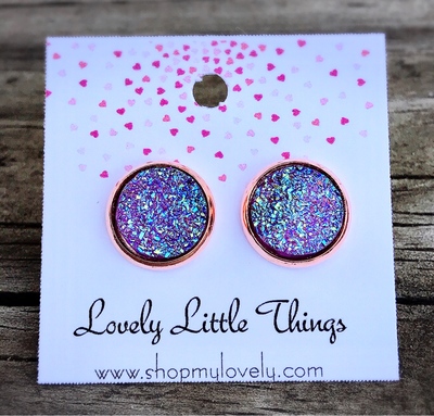 10mm Purple Titanium Studs with Copper Setting 