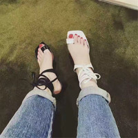 2017 New Fashion Women Sexy Heels 2 Colors Rough with High Heeled Shoes Summer Party Sandals Roman toe - Thumbnail 1