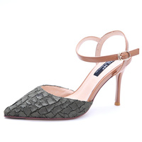 New Pointed Shoes Sexy Serpentine With High Heels Fight Color Word Buckle Sandals - Thumbnail 2