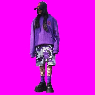 Free Shipping-OVERSIZED PINK / PURPLE CAMO SHORTS