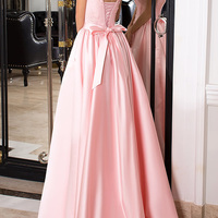 Custom Prom Dress,Trumpet/Mermaid Halter Sweep/Brush Train Elastic Woven Satin Evening Dress MK0770 - Thumbnail 1