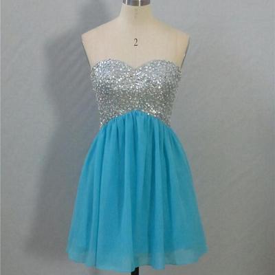 Sweetheart neck short chiffon prom dresses beaded women dresses - Thumbnail 5